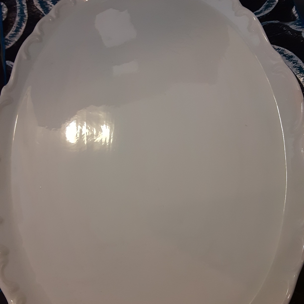 White porcelain platter with handles